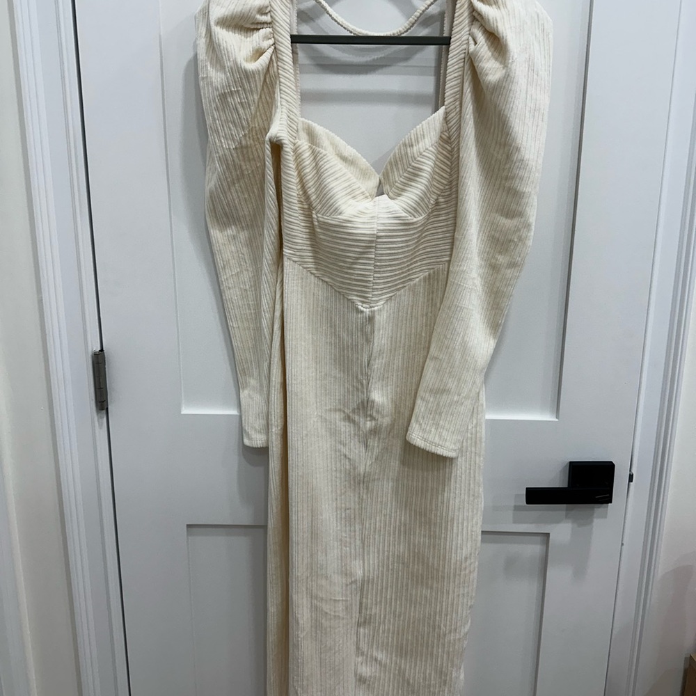 ASOS Cream Long Sleeve Sweater Dress